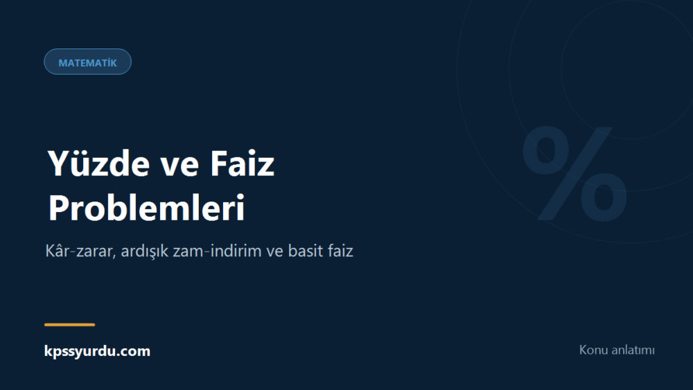 KPSS matematik yüzde ve faiz problemleri konu anlatımının kapak görseli