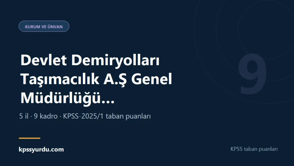 Devlet Demiryolları Taşımacılık A.Ş Genel Müdürlüğü Mühendis KPSS taban puanı sayfasının kapak görseli