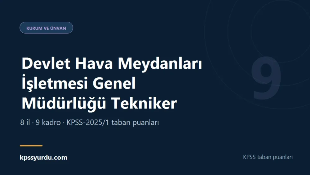 Devlet Hava Meydanları İşletmesi Genel Müdürlüğü Tekniker KPSS taban puanı sayfasının kapak görseli