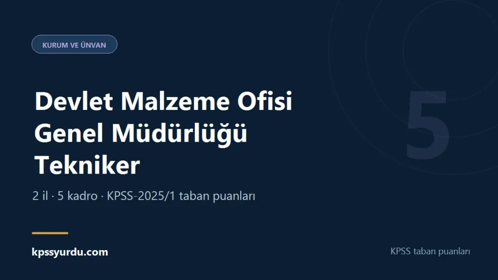 Devlet Malzeme Ofisi Genel Müdürlüğü Tekniker KPSS taban puanı sayfasının kapak görseli