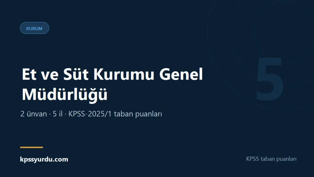 Et ve Süt Kurumu Genel Müdürlüğü KPSS taban puanları sayfasının kapak görseli