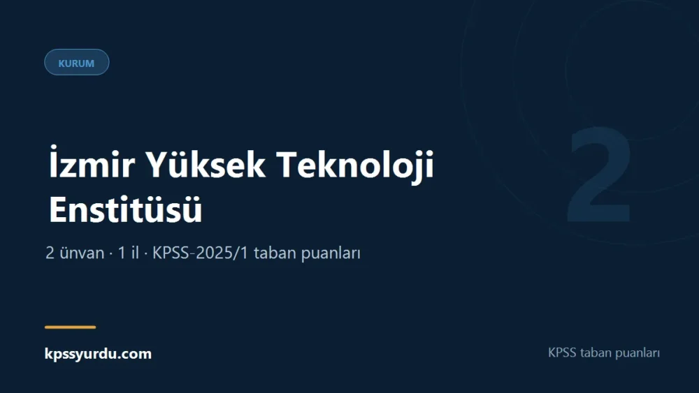 İzmir Yüksek Teknoloji Enstitüsü KPSS taban puanları sayfasının kapak görseli