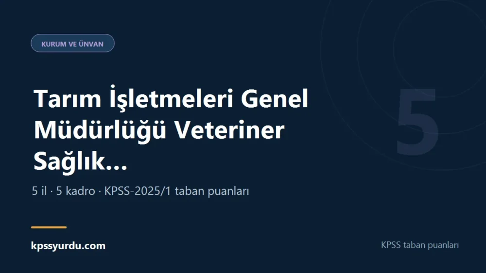 Tarım İşletmeleri Genel Müdürlüğü Veteriner Sağlık Teknisyeni KPSS taban puanı sayfasının kapak görseli