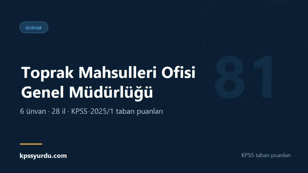 Toprak Mahsulleri Ofisi Genel Müdürlüğü KPSS taban puanları sayfasının kapak görseli