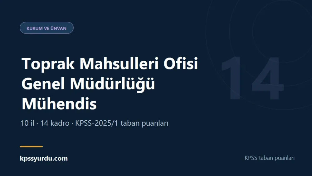 Toprak Mahsulleri Ofisi Genel Müdürlüğü Mühendis KPSS taban puanı sayfasının kapak görseli