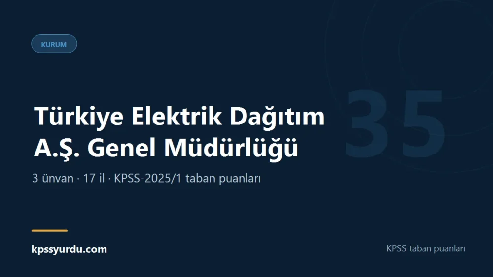 Türkiye Elektrik Dağıtım A.Ş. Genel Müdürlüğü KPSS taban puanları sayfasının kapak görseli