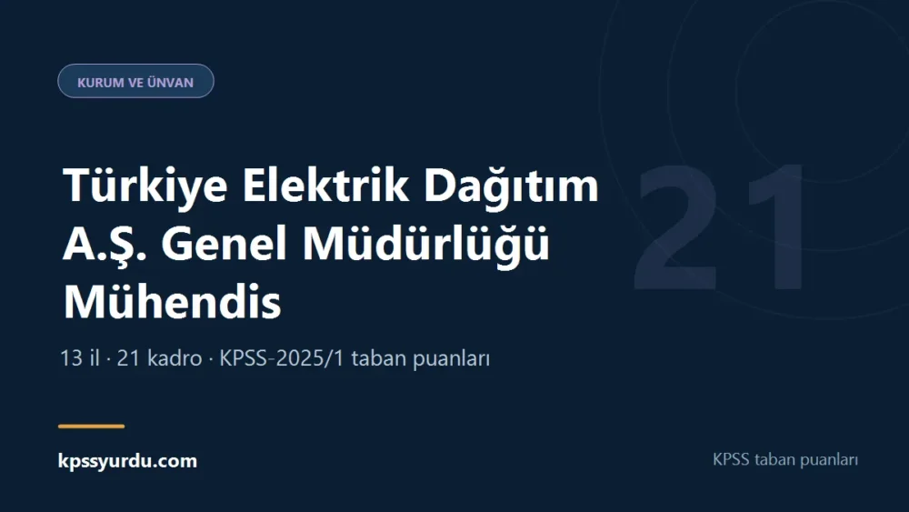 Türkiye Elektrik Dağıtım A.Ş. Genel Müdürlüğü Mühendis KPSS taban puanı sayfasının kapak görseli
