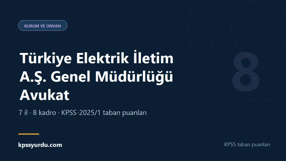 Türkiye Elektrik İletim A.Ş. Genel Müdürlüğü Avukat KPSS taban puanı sayfasının kapak görseli