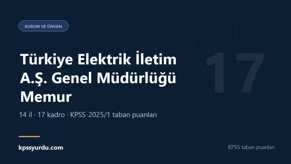 Türkiye Elektrik İletim A.Ş. Genel Müdürlüğü Memur KPSS taban puanı sayfasının kapak görseli