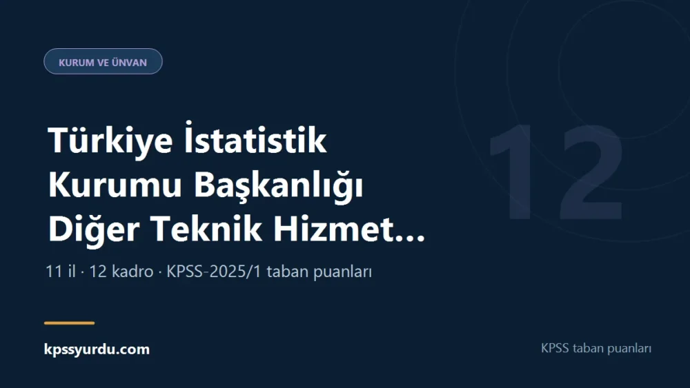 Türkiye İstatistik Kurumu Başkanlığı Diğer Teknik Hizmet Personeli KPSS taban puanı sayfasının kapak görseli